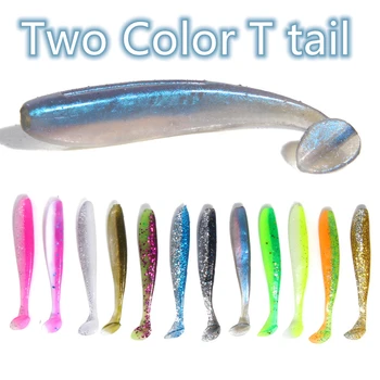 10PCS Dve barve, T-rep 1.8 g/6.5 cm ribolov vabe Enostavno mehke Silikonske vabe mehko umetno vabo Dve barve, T-rep krap ribolov