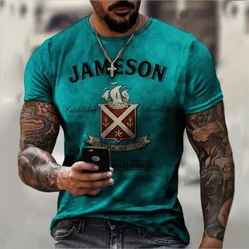 2021 Evropi in Združenih državah amerike pomlad in poletje novo JAMESON natisnjeni street fashion kratkimi rokavi moški priložnostne športnih T-shirt