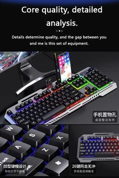 2021 Gaming tipkovnica in Miška USB, Žična mehanska tipkovnica za PC Gamer clavier Igralec Tiho tipkovnico, Miško Nastavi Za Prenosni RAČUNALNIK