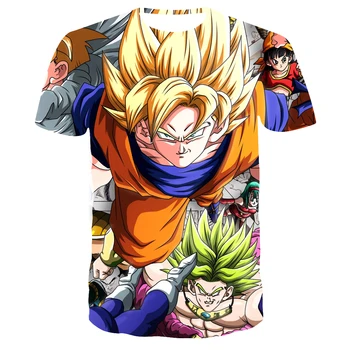 2021 Poletje Moda Nove Super Svetlobna Dragon Ball 3D Tiskanje Anime Moške Kratke Rokav Trend Priložnostne T-Shirt Oblačila 110-6XL