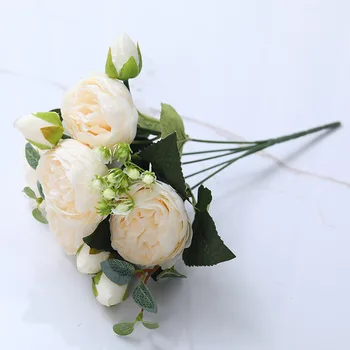 30 cm Rose Svile Peony Umetno Cvetje 5 Veliko Glavo in 4 Bud Poceni Ponaredek Cvetja za Dom Dekor In Poročni Dekoracijo, Soba Dekor