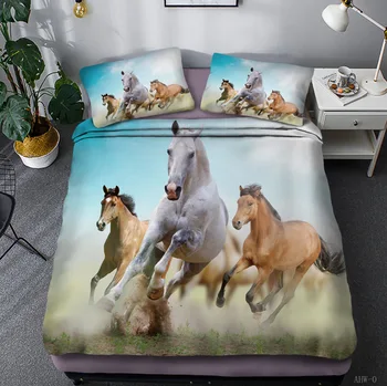 3D Živali Konj posteljnina Nabor Natisnjeni Rjuhe Kritje Set za Odrasle Postelja Kritje z Pillowcases 2/3pcs Ne Tolažnik Velikost US/AU/EU