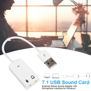 7.1 USB Zvočno Kartico Zunanji Stereo Zvočni Adapter z Mikrofonom Vmesnik za Windows