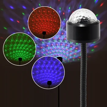 Avto USB LED Vzdušje Lučka Stopnji Svetlobe DJ Disco Krogla Luči Avtomobila Dekoracijo Nočna Vožnja Stranka svetlobe