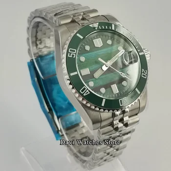 Bliger 40 mm Sterilne Zeleni gumb za Izbiranje Safirno Steklo Priložnostne Luksuzni Watch Keramične Plošče NH35 Avtomatsko Gibanje Mens Watch