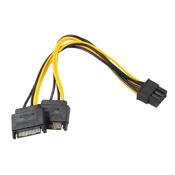 Dvojno 15Pin SATA Moški PCIe 8Pin(6+2) Moški Video Kartice, Napajalni Kabel 8pin(6+2) Dvojni 15pin SATA Napajalni Kabel Napajalni Kabel