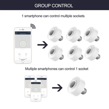 E27 Smart Wifi Žarnica Socket Adapter Okova Alexa Googlova Domača Stran Glasovni Nadzor App Čas Okova