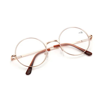 Elbru Modni Retro Vintage Kovinski Okvir Obravnavi Očala Clear Leče Okrogle Očala Unisex Očala Ženske Moški Dioptrije +1.0 +4.0