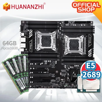 HUANANZHI X79 16D X79 dvojno matično ploščo s procesorjem Intel XEON E5 2689*2 s 4*16 GB DDR3 RECC pomnilnik combo kit komplet SATA USB3.0 NVME