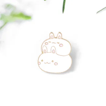 Korejska različica Srčkan Beli Zajec Broška Pin Preprost in Debel Zajec Živali Anti-glare Značko Zlitine Barve Nakit Darilo