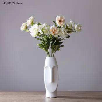 Moderne 3D večplasten vaza črno bel Skandinavskih keramične vaze doma dekoracijo (človeški obraz) vaza dnevna soba točilne vaza