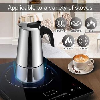 Moka Kava Lonec Espresso, Latte Percolator Štedilnik, aparat za Kavo Espresso Pot italijansko Kavo 200/300/450 ml iz Nerjavečega Jekla