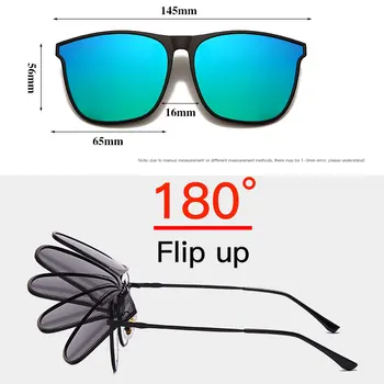 Moški Flip Up Posnetek Na sončna Očala Ženske Kvadratnih Photochromic Vožnje Ribolov Polarizirana Ogledalo Buljiti Oculos De Sol Hombre UV400