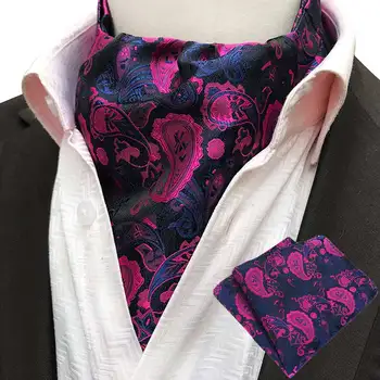 Moški Pisani Cvetlični Paisley Jacquardske Handkerchief Cravat Ascot Šal Kravato Niz BWTHZ0351