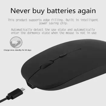 Nove Polnilne USB Optični 2.4 G Wireless Mouse Sprejemnik Ultra Tanek Slim Miške, Brezžične Miške za Igre Za Računalnik, Prenosni RAČUNALNIK Office