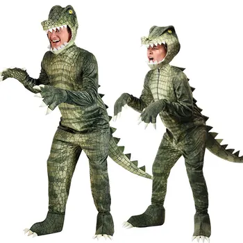 Noč čarovnic Dan Otrok Jurassic Fazi Kažejo Uspešnost Odraslih Živali Ameriški Krokodil Cosplay Kostum