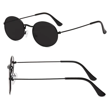 Retro Classic Vintage Krog Polarizirana Sončna Očala Moških Sončna Očala Ženske Kovinski Okvir Črne Leče Za Očala Vožnje Očala