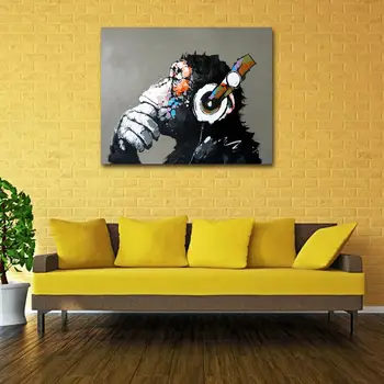Ročno Poslikane Opica Oljnih Slik Velika Velikost Platno Wall Art za Dnevni Sobi Doma Stenski Dekor Kul Živali Slike Muzagroo Umetnosti