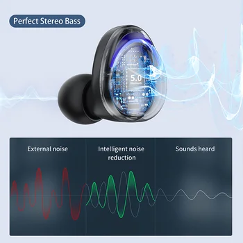 TWS Brezžične Slušalke Bluetooth 5.0 Slušalke HD Stereo Šport Nepremočljiva Čepkov Slušalke Z Mikrofonom Tip-c Polnjenje Primeru