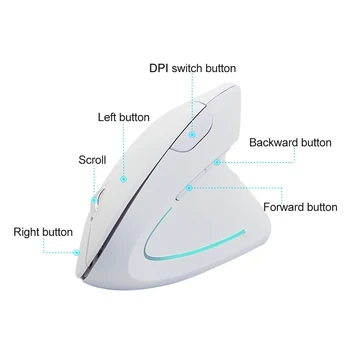 USB Wireless Mouse Igralec Ergonomska Navpično Miško Desno Roko Gaming Mišk Zapestje Zdravo 1600DPI Optični Računalnik Mause Za Prenosnik