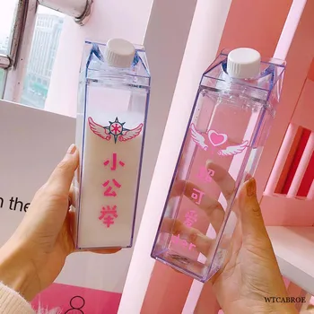 Vode-Steklenica Vode, Pitne Steklenice Za Dekleta Drinkware Shaker Šport Kvadratnih Mleka Bpa Free Waterbottle Pregleden Korejski Steklenice