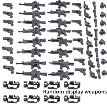 Vojaške Niz gradnikov Orožja, Pištole Paket Deli WW2 Vojaki Mesto SWAT Težka Pralni Dodatki MOC Opeke DIY Otrok Igrače