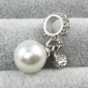 White pearl Visijo S Kristalno Obesek Evropske Kroglice Fit Čare Zapestnice&Bangles Ogrlica