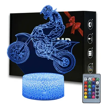 X-Igre Motocikla 3D Iluzije, Lučka Z Daljinskim upravljalnikom Soba Dekoracijo Lampe Umazanijo Kolo Nočne Luči Za Rojstni dan, Božič, Darila
