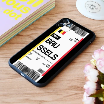 Za Iphone Belgija Bruselj Boarding Pass Letalske Vozovnice Tiskanja Mehka Mat Apple iPhone Primeru 6 7 8 11 12 Pro Plus X XR XS MAX SE