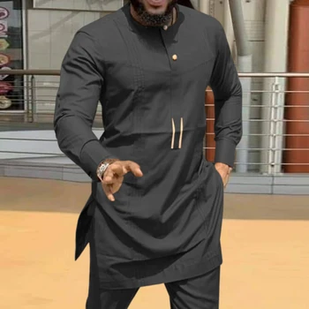 Črna Majica Moški Dolgo Barvo Mozaik 4XL Plus Velikost Afriški Moški Oblačila 2021 Pomlad Poletje Etnične Dashiki Moške Srajce