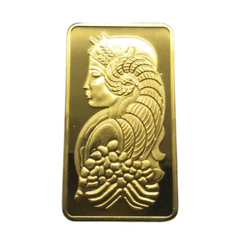 Švicarska Banka 1 Unča Oblikovan Gold Bar Spominska Zbirka Kovancev Boginja Zlatega Kovanca Za Kvadratni Pozlačeni Bar Darilo